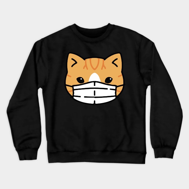 Cat Face Mask Covid 19 Funny Cute Crewneck Sweatshirt by Cats Cute 
